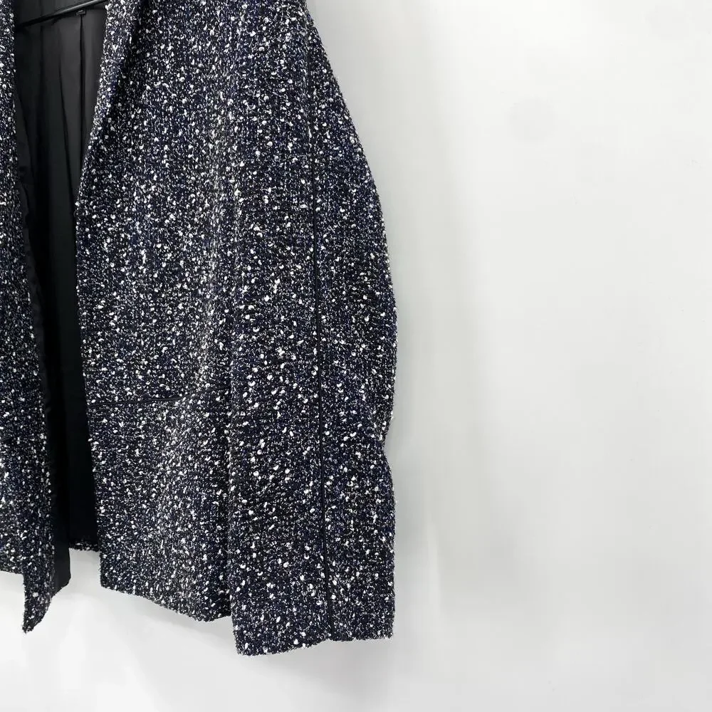 Lafayette 148 Tweed Boucle‎ Wool Blend Blazer Jacket Black Blue White Size 6